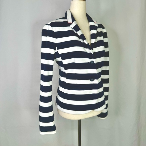 Gap Academy Blazer navy white stripes jersey knit two button size 6 - Picture 12 of 12